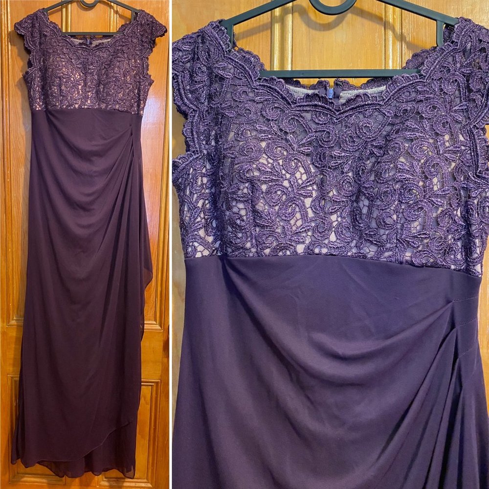 Women's Floor-Length Purple Chiffon Dress With Floral Design
